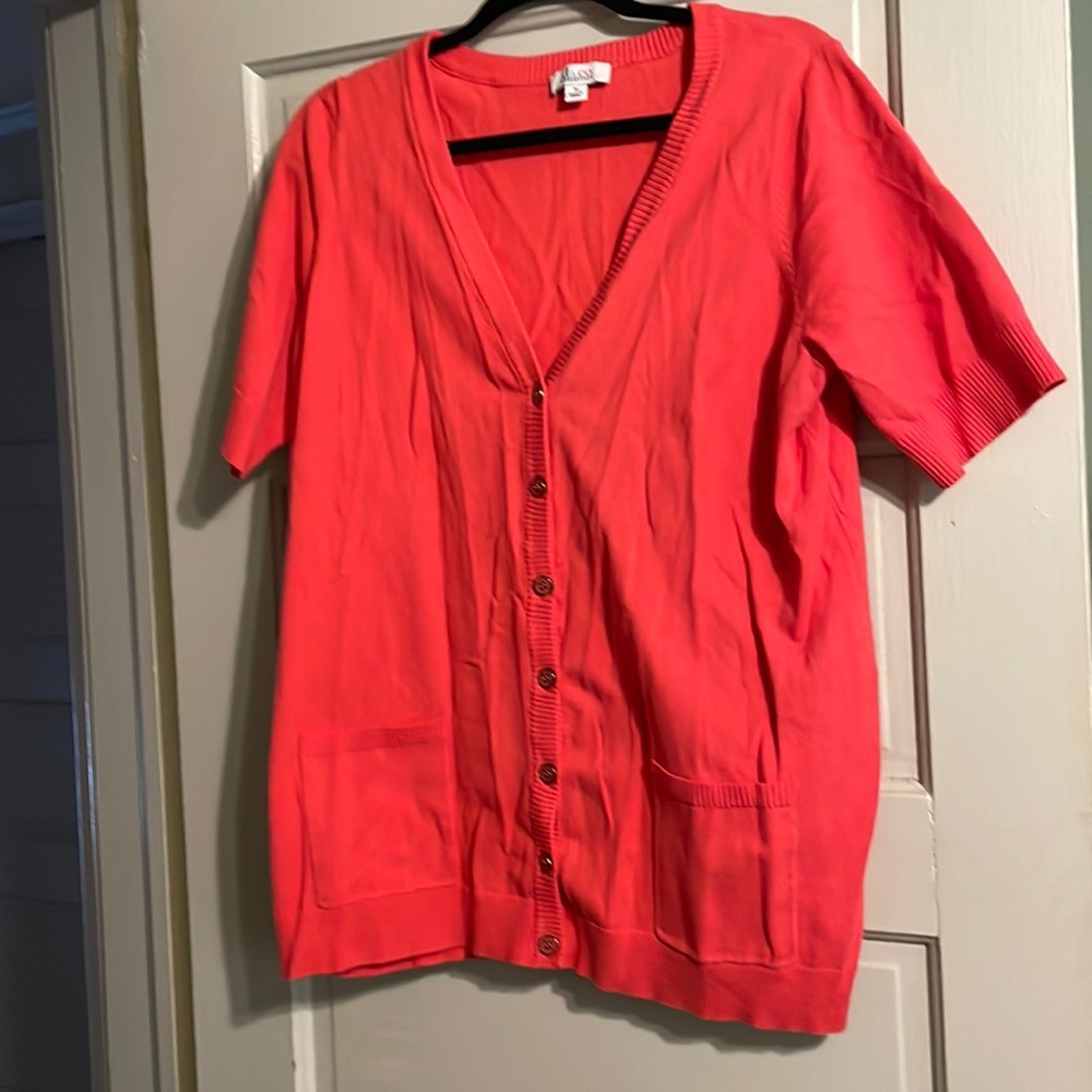 Denim&Co orange 1x cardigan